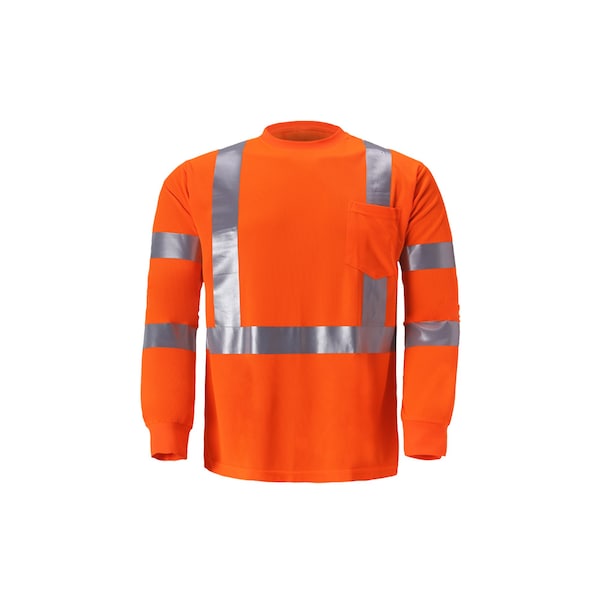 2W International Hi-Vis Long Sleeve T-Shirt, Birdseye, Orange, M TLB133C-3 M - main